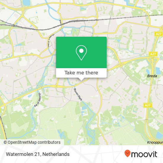 Watermolen 21, 4818 LX Breda Karte