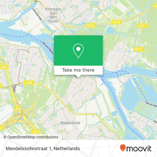 Mendelssohnstraat 1, 2983 BK Ridderkerk Karte