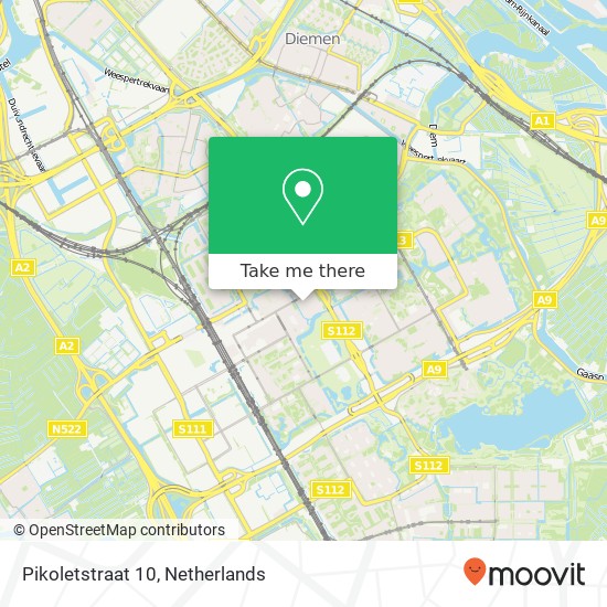 Pikoletstraat 10, Pikoletstraat 10, 1102 SH Amsterdam, Nederland Karte