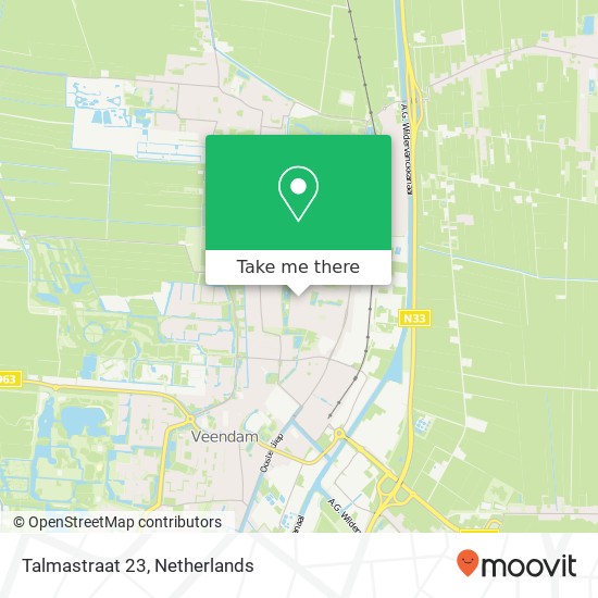 Talmastraat 23, Talmastraat 23, 9645 GA Veendam, Nederland map