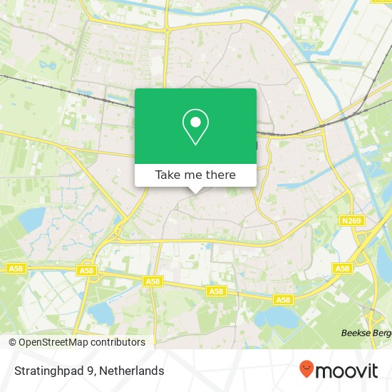 Stratinghpad 9, 5025 DS Tilburg Karte