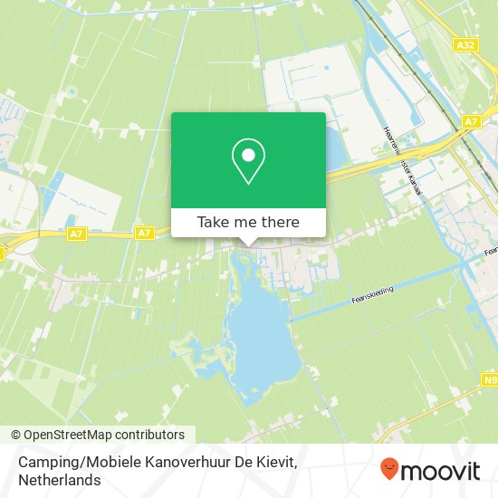 Camping / Mobiele Kanoverhuur De Kievit map