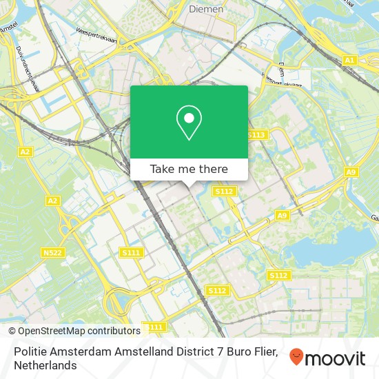 Politie Amsterdam Amstelland District 7 Buro Flier Karte