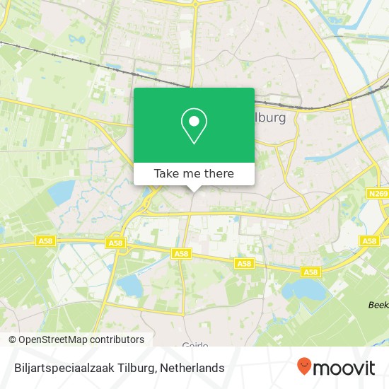 Biljartspeciaalzaak Tilburg map