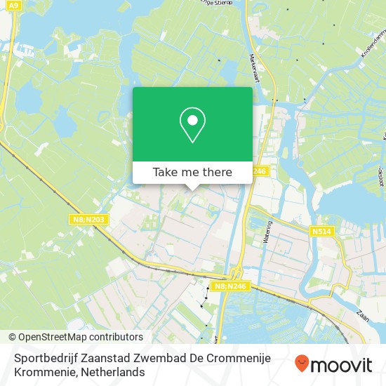 Sportbedrijf Zaanstad Zwembad De Crommenije Krommenie, Rosariumpark 1 map