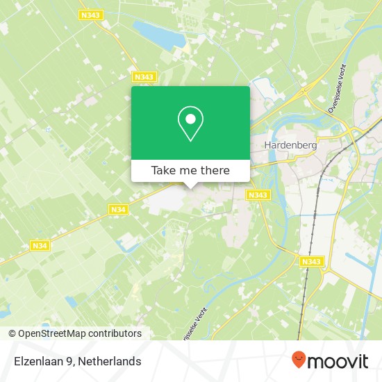 Elzenlaan 9, Elzenlaan 9, 7771 DJ Hardenberg, Nederland map