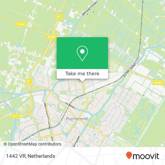 1442 VR, 1442 VR Purmerend, Nederland Karte