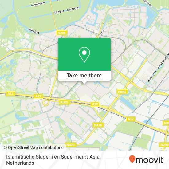 Islamitische Slagerij en Supermarkt Asia, Oranjelaan 35 map