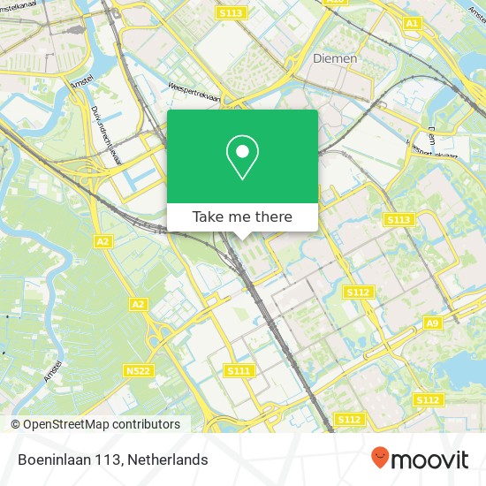 Boeninlaan 113, 1102 TJ Amsterdam map