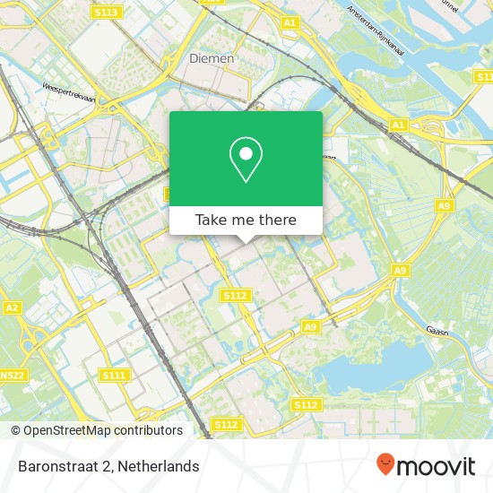 Baronstraat 2, 1103 TK Amsterdam map