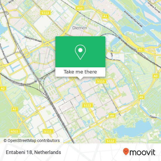 Entabeni 18, Entabeni 18, 1103 AM Amsterdam, Nederland Karte