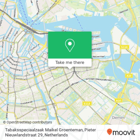 Tabaksspeciaalzaak Maikel Groenteman, Pieter Nieuwlandstraat 29 map