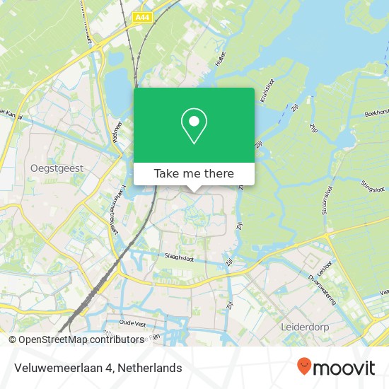 Veluwemeerlaan 4, 2318 VK Leiden map