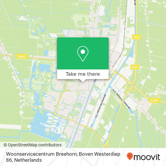 Woonservicecentrum Breehorn, Boven Westerdiep 86 Karte