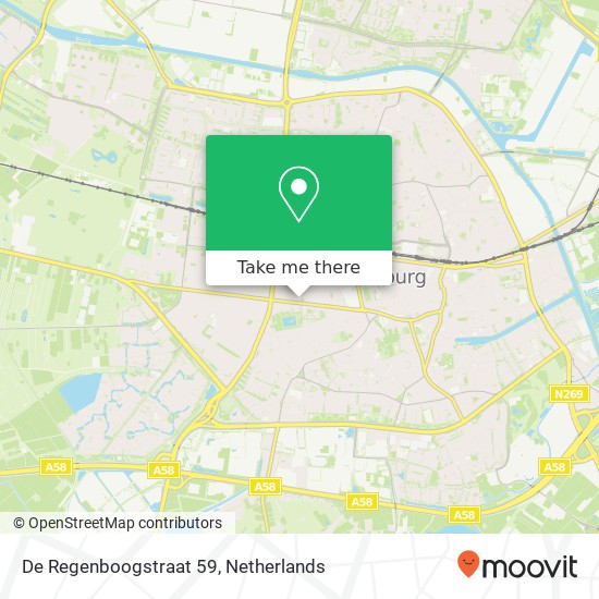 De Regenboogstraat 59, 5038 NP Tilburg Karte