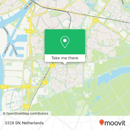 3328 SN, 3328 SN Dordrecht, Nederland map