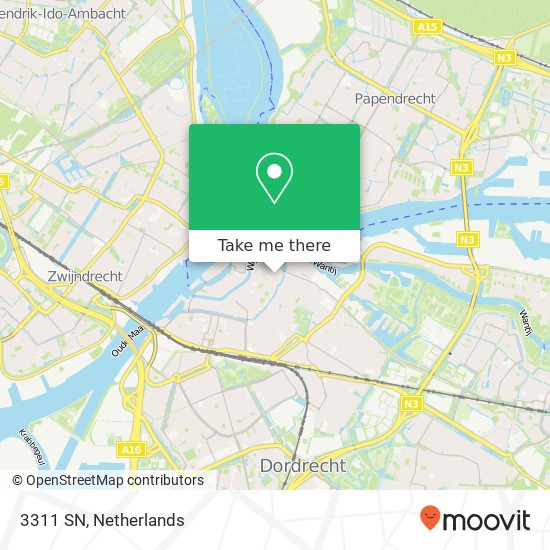 3311 SN, 3311 SN Dordrecht, Nederland Karte