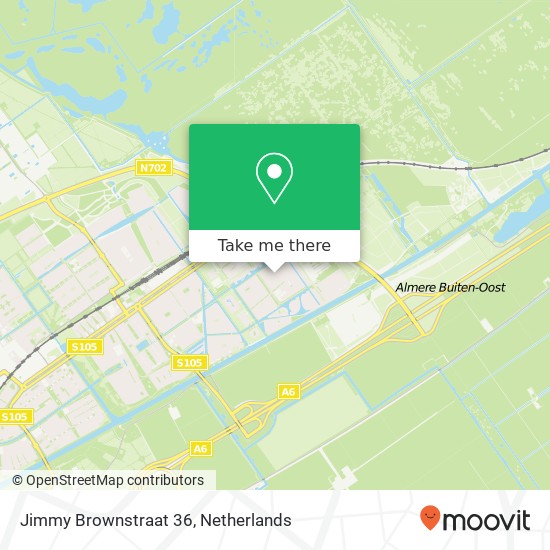 Jimmy Brownstraat 36, 1336 KD Almere-Buiten Karte