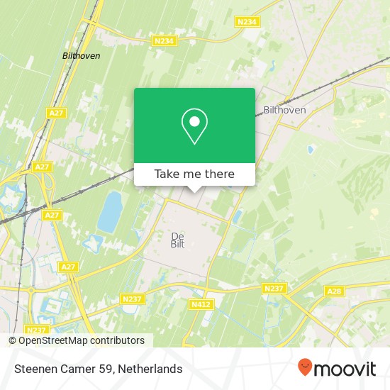 Steenen Camer 59, 3721 NB Bilthoven map