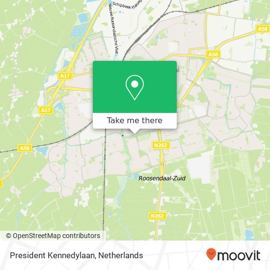 President Kennedylaan, President Kennedylaan, 4707 Roosendaal, Nederland map