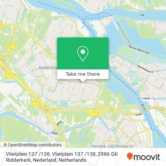Vlietplein 137 /138, Vlietplein 137 /138, 2986 GK Ridderkerk, Nederland map