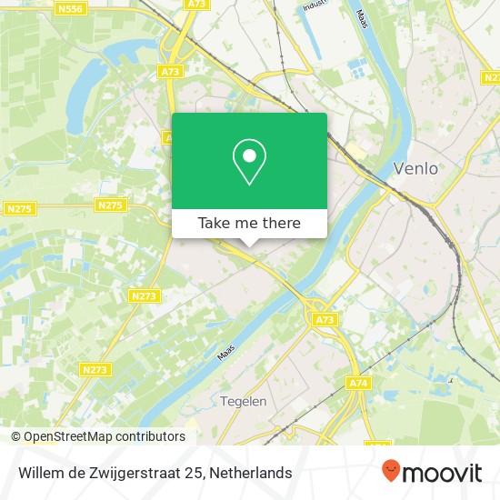 Willem de Zwijgerstraat 25, 5923 EA Blerick Karte