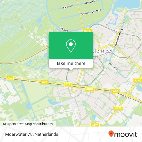 Moerwater 78, 2715 GN Zoetermeer Karte