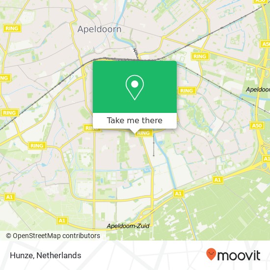 Hunze, Hunze, 7333 Apeldoorn, Nederland Karte