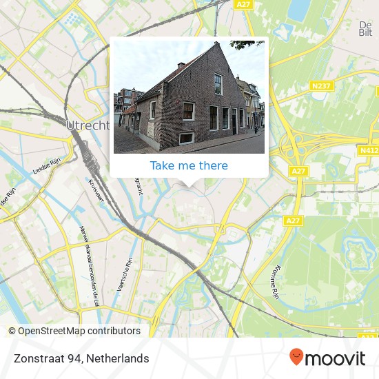 Zonstraat 94, 3581 MV Utrecht map