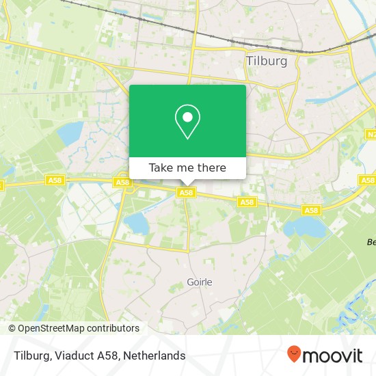 Tilburg, Viaduct A58 map