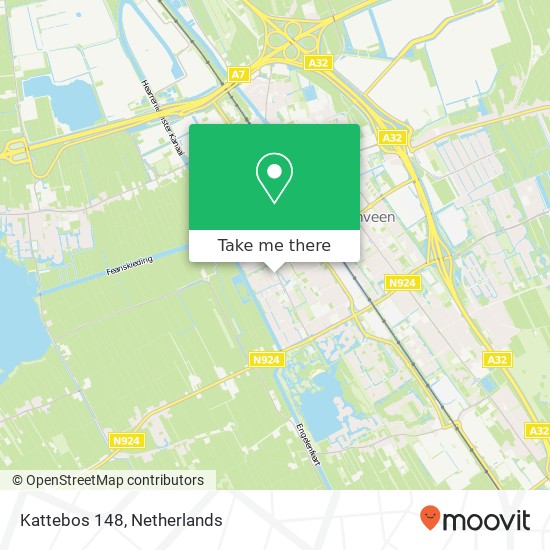 Kattebos 148, Kattebos 148, 8446 DB Heerenveen, Nederland Karte
