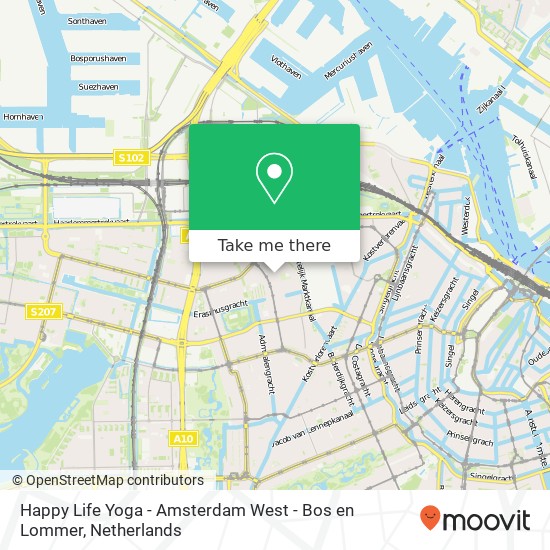 Happy Life Yoga - Amsterdam West - Bos en Lommer, Karel Doormanstraat 125 map