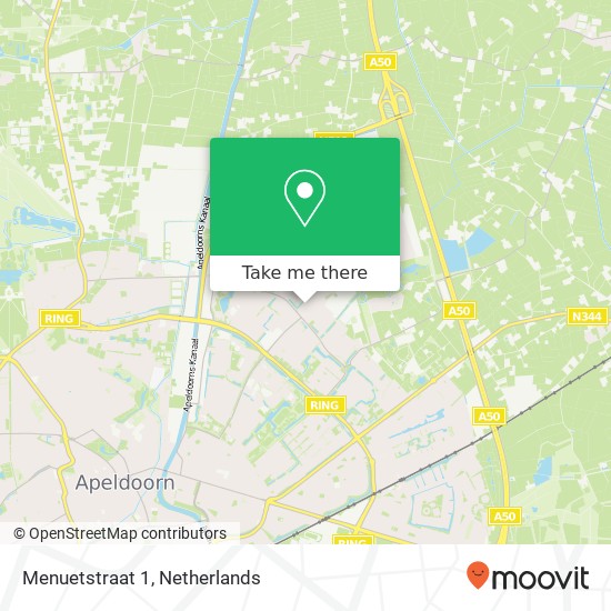 Menuetstraat 1, 7323 KB Apeldoorn map