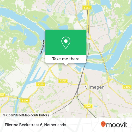 Fliertse Beekstraat 6, 6541 WL Nijmegen Karte