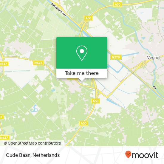 Oude Baan, 5466 RL Veghel Karte