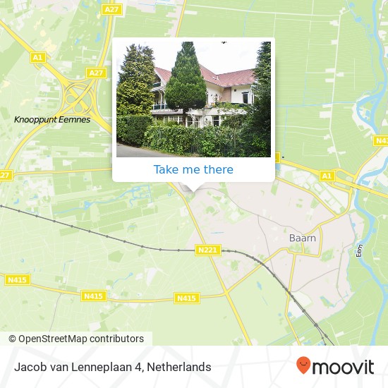 Jacob van Lenneplaan 4, 3743 AR Baarn Karte