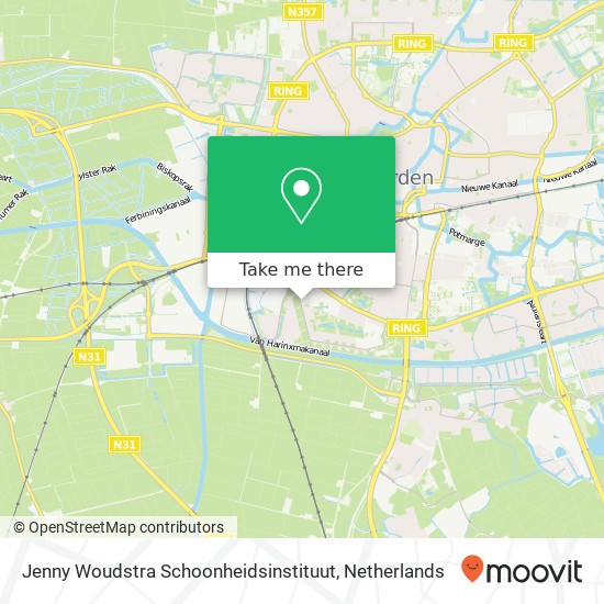 Jenny Woudstra Schoonheidsinstituut, Uiterdijksterweg 27 map