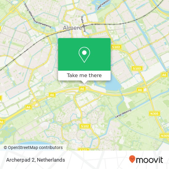 Archerpad 2, 1324 ZZ Almere-Stad Karte
