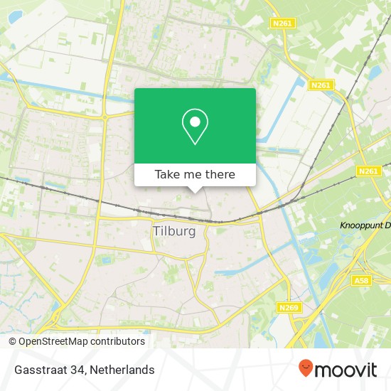 Gasstraat 34, 5041 AM Tilburg map