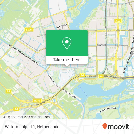 Watermaalpad 1, 1066 WX Amsterdam Karte