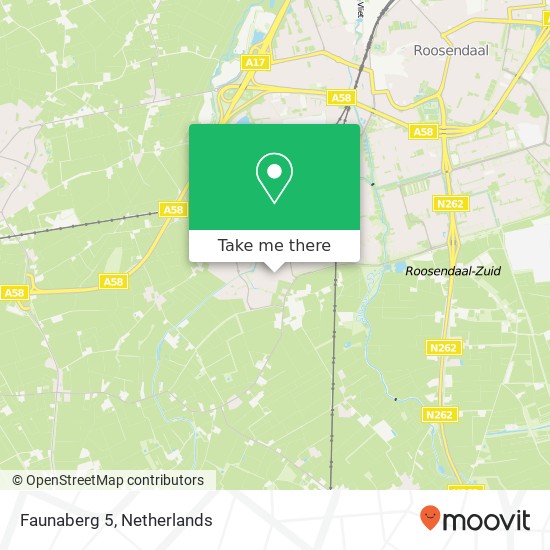 Faunaberg 5, 4708 CC Roosendaal map