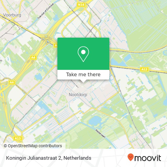 Koningin Julianastraat 2, 2631 GB Nootdorp map