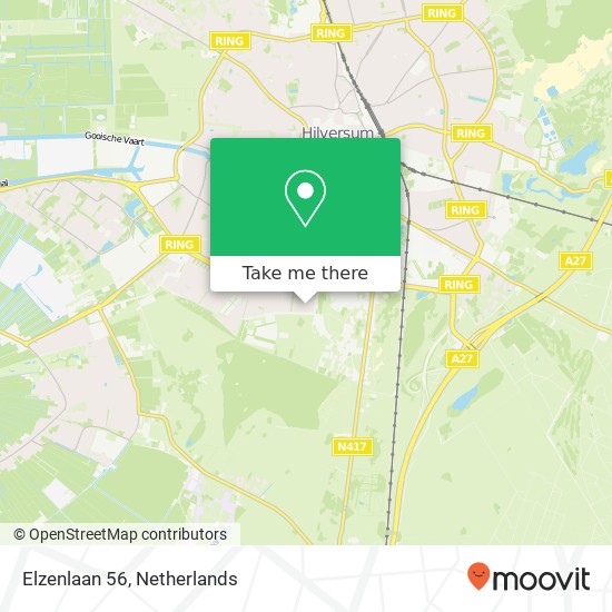 Elzenlaan 56, 1214 KM Hilversum Karte