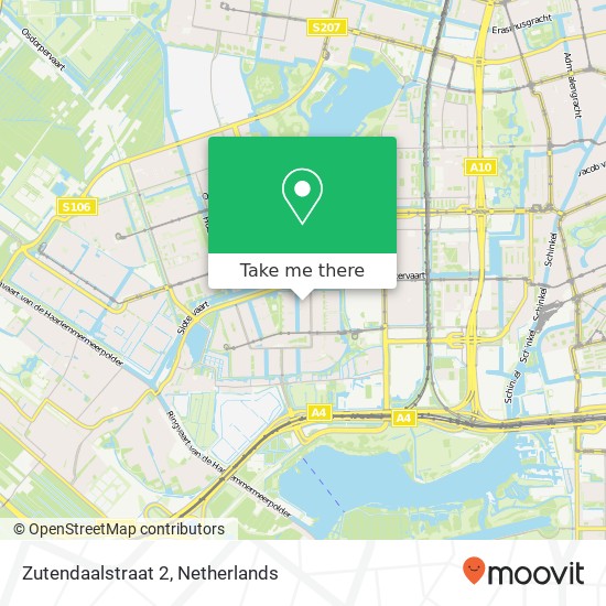 Zutendaalstraat 2, 1066 KT Amsterdam map