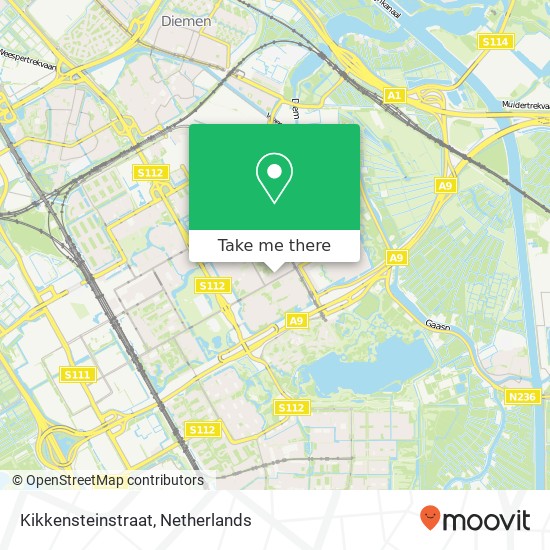 Kikkensteinstraat, Kikkensteinstraat, 1104 SE Amsterdam, Nederland Karte