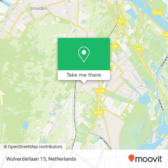 Wulverderlaan 15, 2071 BG Santpoort-Noord Karte