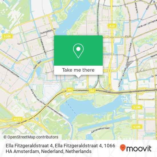 Ella Fitzgeraldstraat 4, Ella Fitzgeraldstraat 4, 1066 HA Amsterdam, Nederland map