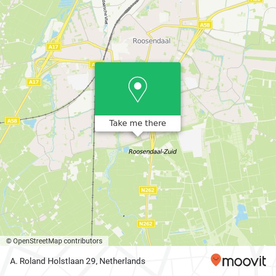 A. Roland Holstlaan 29, 4707 LV Roosendaal map