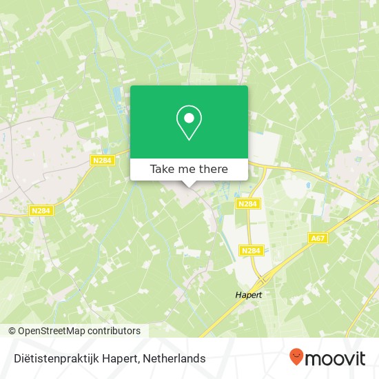 Diëtistenpraktijk Hapert, Ganzestraat 24 map