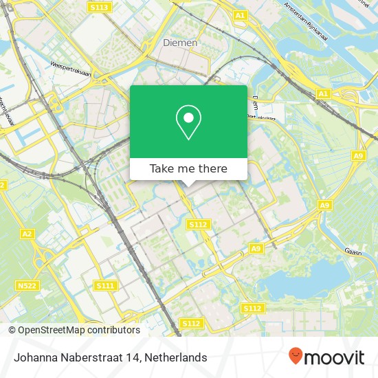 Johanna Naberstraat 14, 1103 DN Amsterdam map
